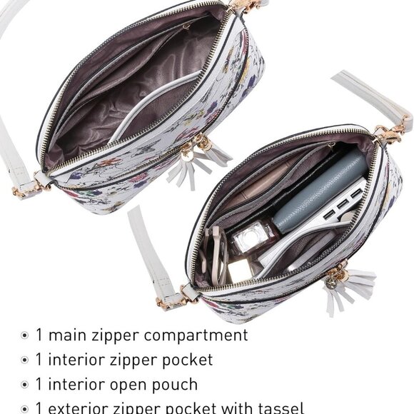 Women Tassel Zipper Pocket Crossbody Bag Shoulder Purse Fashion Travel Bag with - Picture 5 of 6